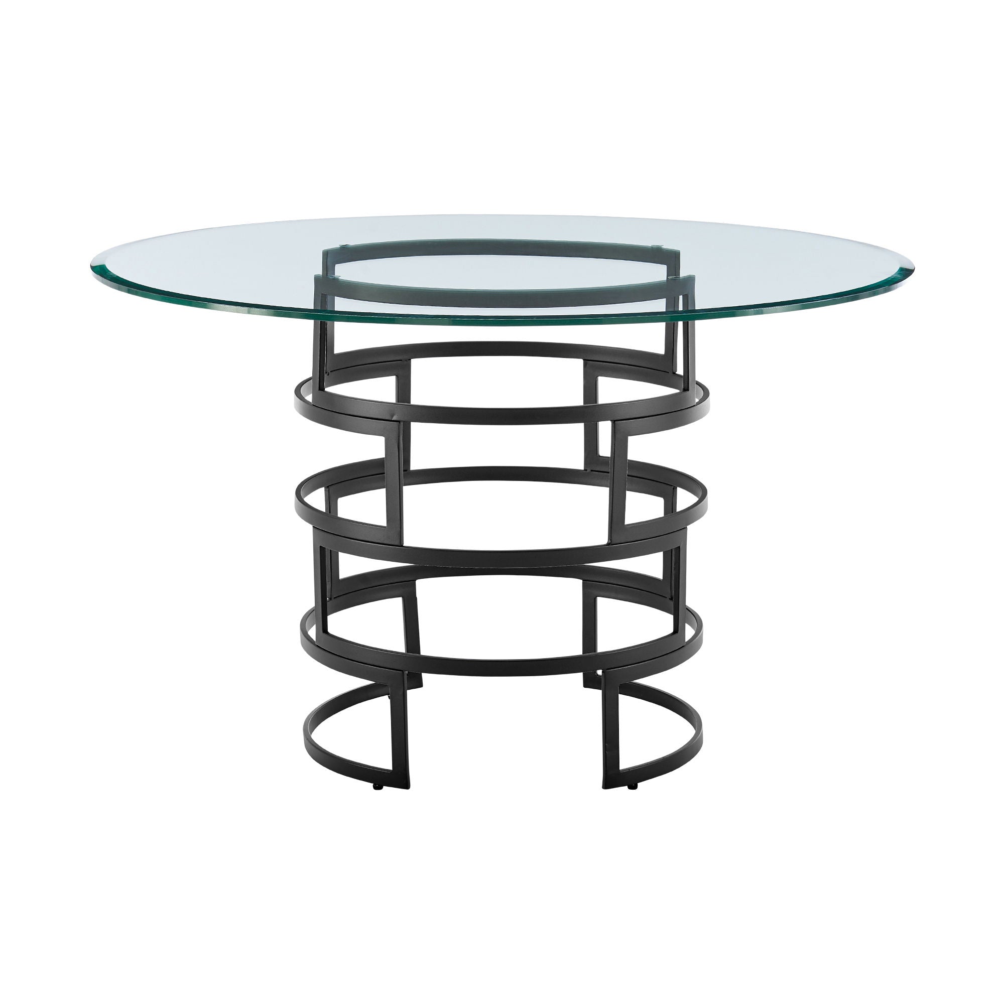 Diaz Morgan - Round Glass Dining Table Set - Matte Black - Premium 5 Piece Dining Room Sets from Armen Living - Just $2410! Shop now at brett interiors