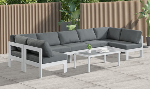 Nizuc - Outdoor Patio Modular Sectional 7 Piece - Grey - Premium Stationary Sectionals from Meridian Furniture - Just $6237.50! Shop now at brett interiors