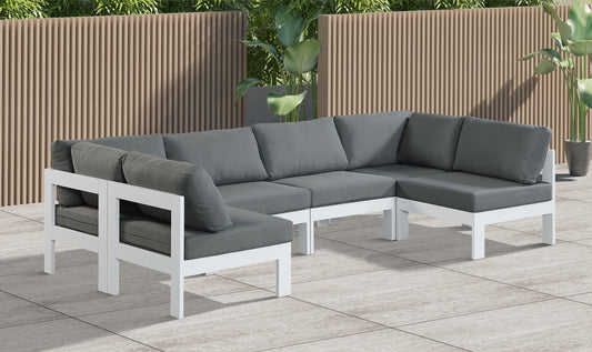 Nizuc - Outdoor Patio Modular Sectional 6 Piece - Grey - Fabric - Premium Stationary Sectionals from Meridian Furniture - Just $5375! Shop now at brett interiors