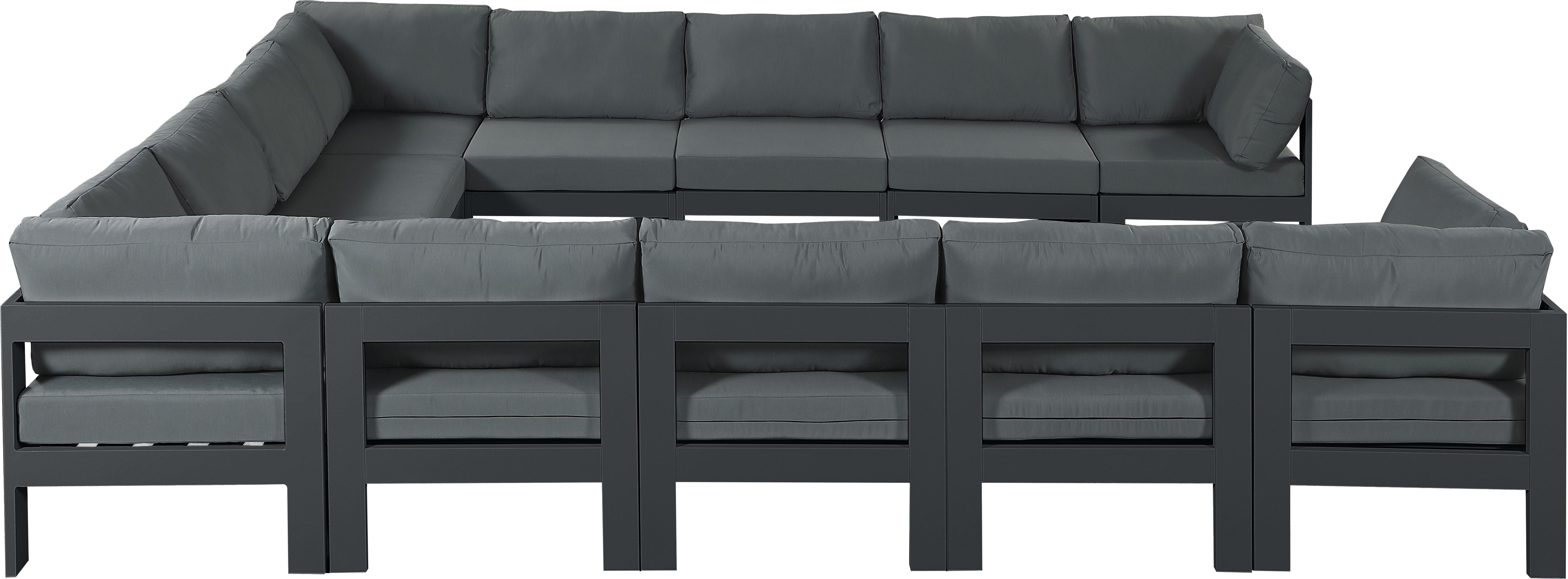 Nizuc - Outdoor Patio Modular Sectional 12 Piece - Grey - Premium Stationary Sectionals from Meridian Furniture - Just $10750! Shop now at brett interiors