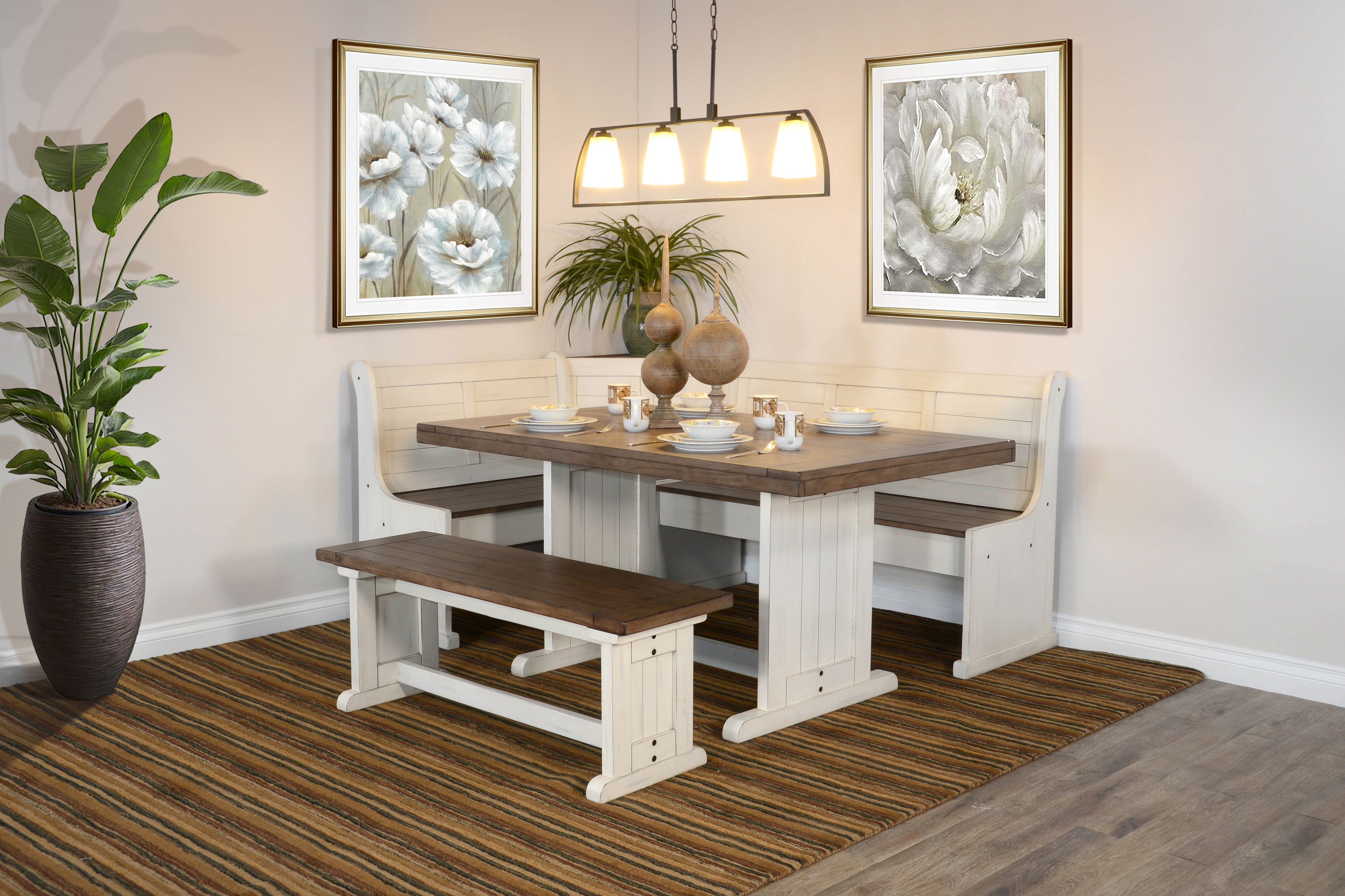 Pasadena - Breakfast Nook (4 Piece Set) - White - Premium 4 Piece Dining Room Sets from Sunny Designs - Just $1669! Shop now at brett interiors