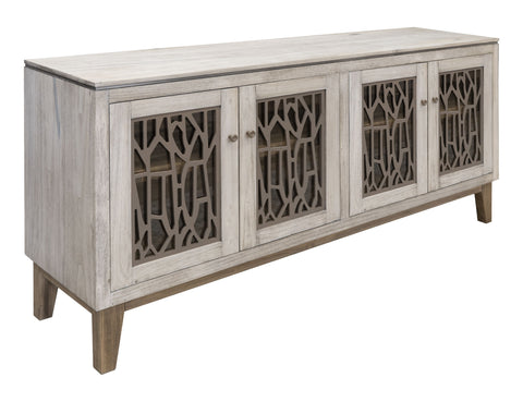 Forest - 4 Glass Door Console - Ivory White & Brown - Premium TV Stands from International Furniture Direct - Just $1062.50! Shop now at brett interiors