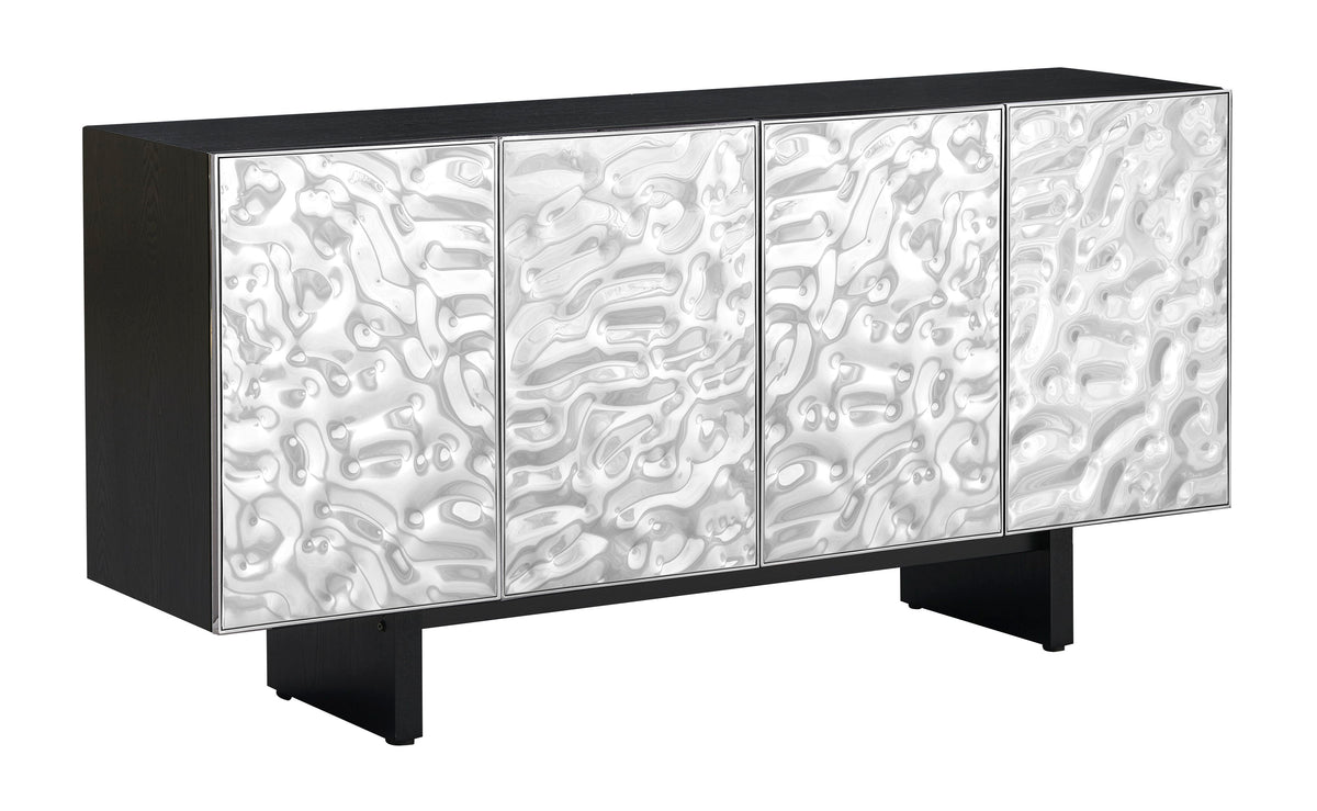 Gunton - Four Door Credenza - Silver / Black - Premium Credenzas from Coast2Coast Home - Just $4537.50! Shop now at brett interiors