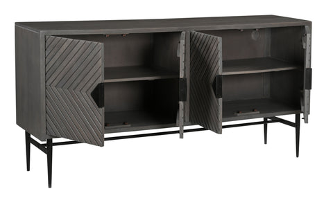 Umbriel - Four Door Credenza - Gray / Black - Premium Credenzas from Coast2Coast Home - Just $4125! Shop now at brett interiors