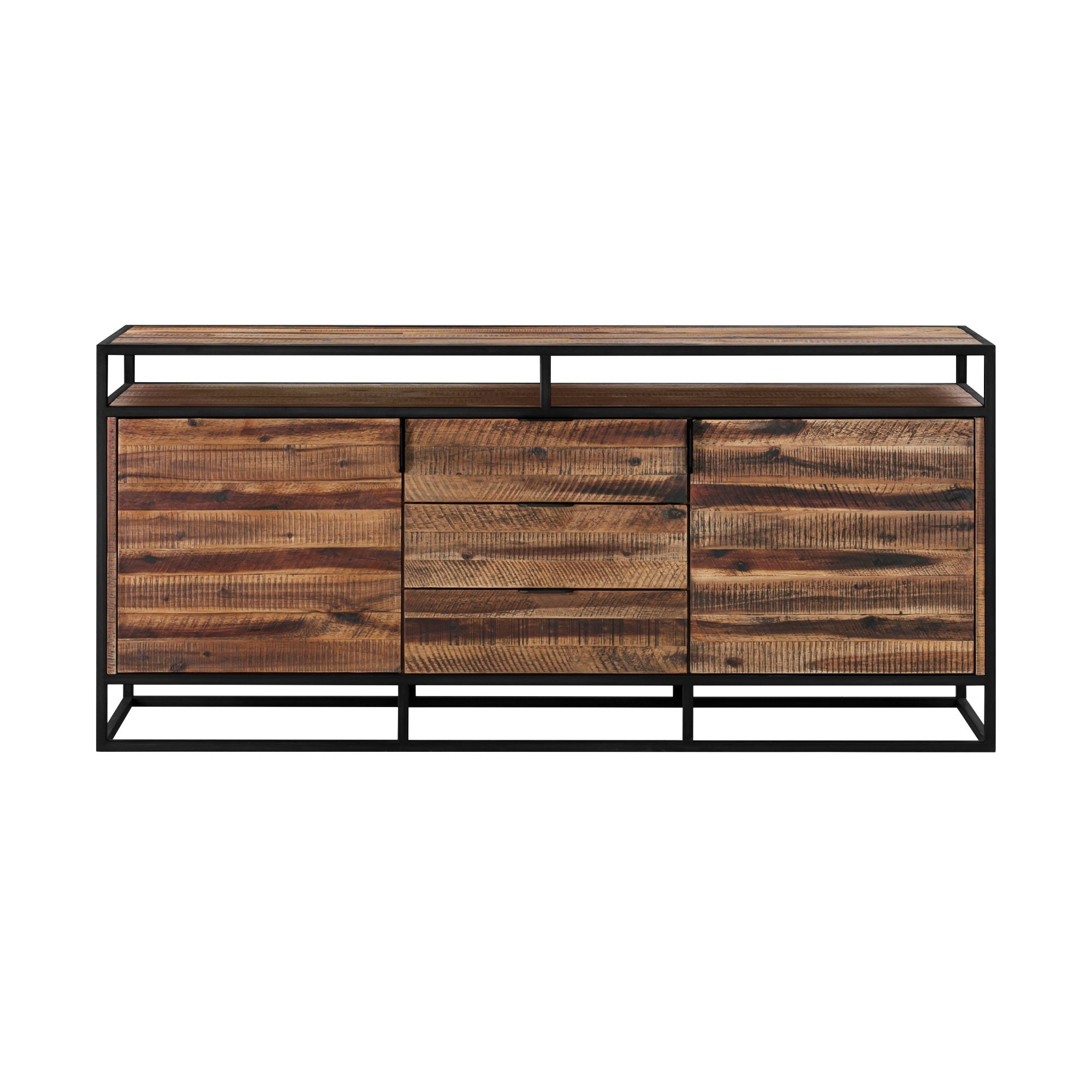 Ludgate - 3 Drawer Sideboard Buffet - Acacia / Black - Premium Buffets from Armen Living - Just $1845! Shop now at brett interiors