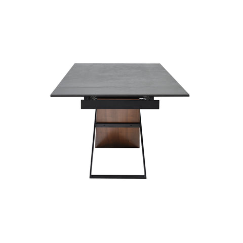 Milena - Extendable Dining Table Stone And Wood - Gray / Black - Premium Dining Tables with Extensions from Armen Living - Just $2640! Shop now at brett interiors