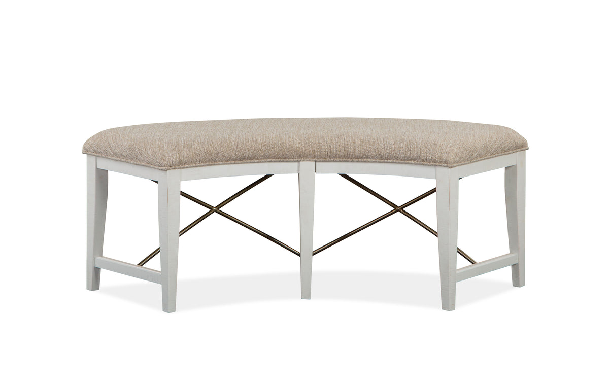 Heron Cove - Curved Bench With Upholstered Seat - Chalk White - Premium Upholstered Benches from Magnussen Furniture - Just $455! Shop now at brett interiors