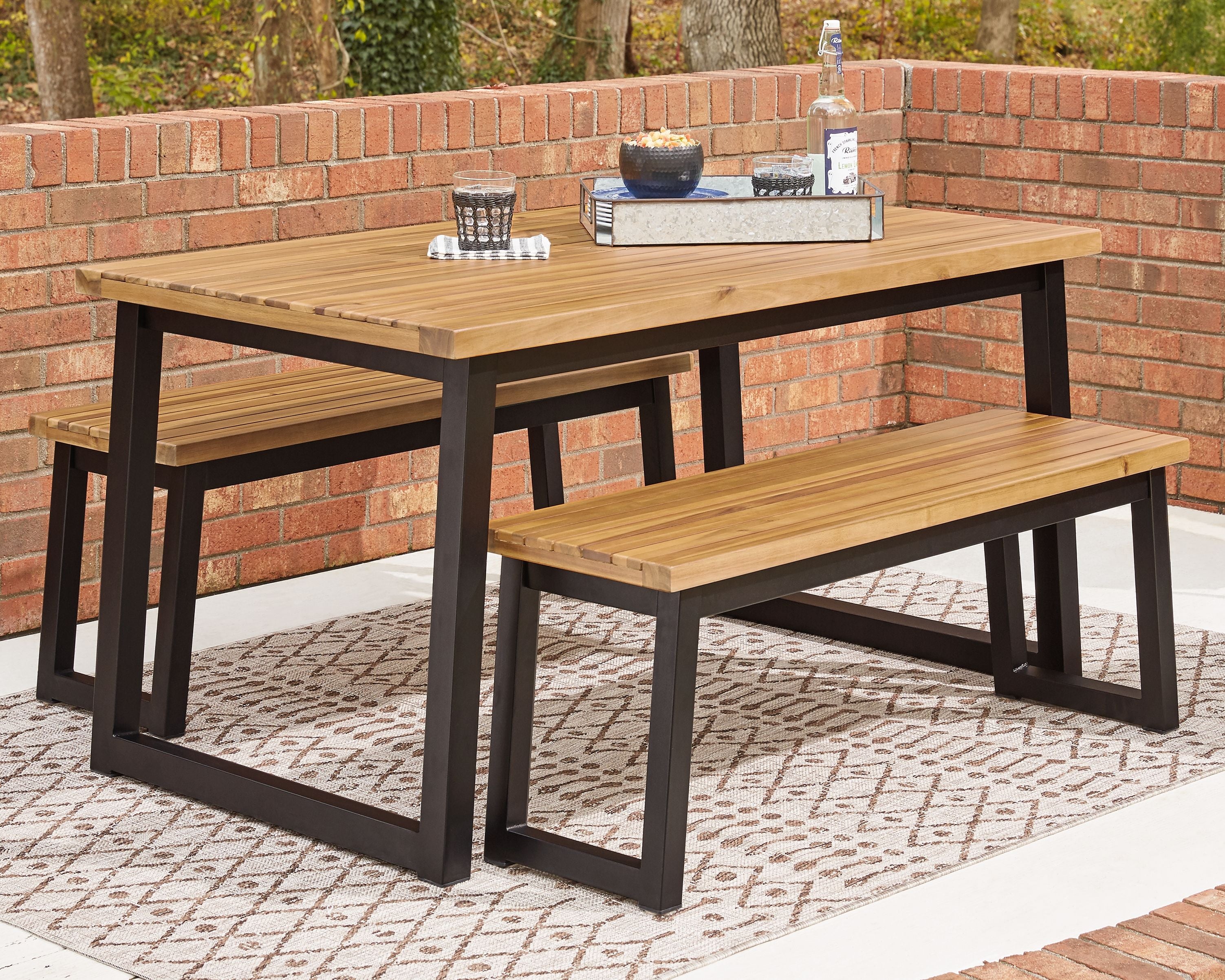 Town - Brown / Black - Dining Table Set (Set of 3) - Premium 3 Piece Outdoor Sets from Ashley Furniture - Just $638.15! Shop now at brett interiors