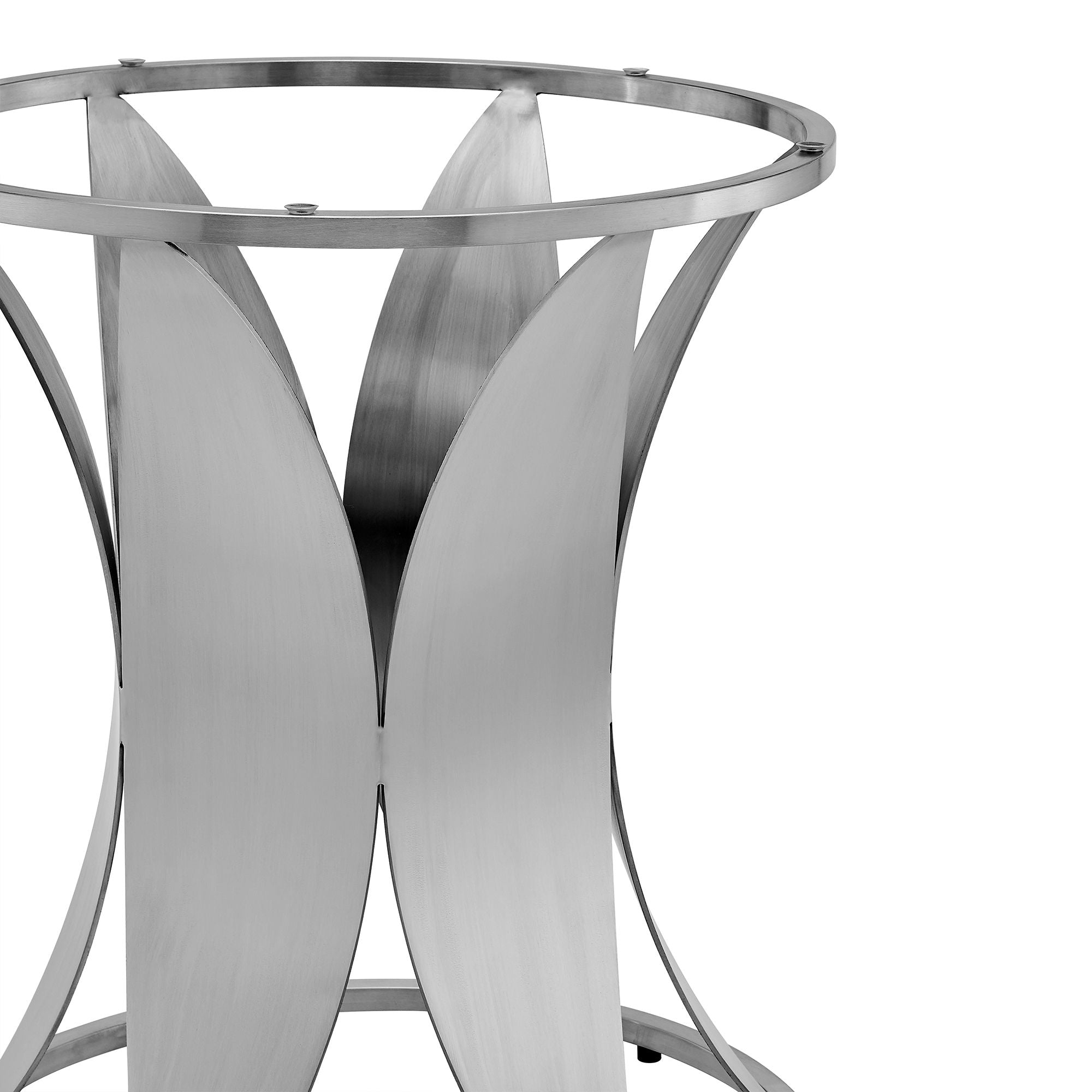 Petal - Modern Glass Round Pedestal Dining Table - Brushed Stainless Steel - Premium Dining Tables from Armen Living - Just $1377.50! Shop now at brett interiors