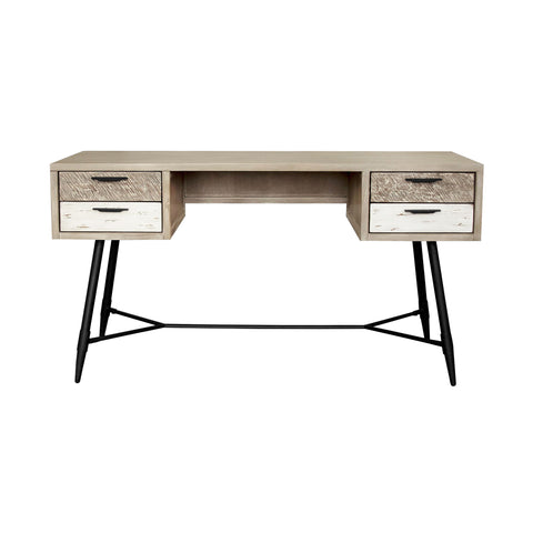 Bridges - 4 Drawer Desk - Two Tone Acacia - Premium Writing Desks from Armen Living - Just $1287.50! Shop now at brett interiors