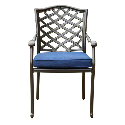 Outdoor Patio Aluminum Dining Arm Chair With Cushion (Set of 2) - Navy Blue - Premium Chair Sets from Gather Craft - Just $688! Shop now at brett interiors