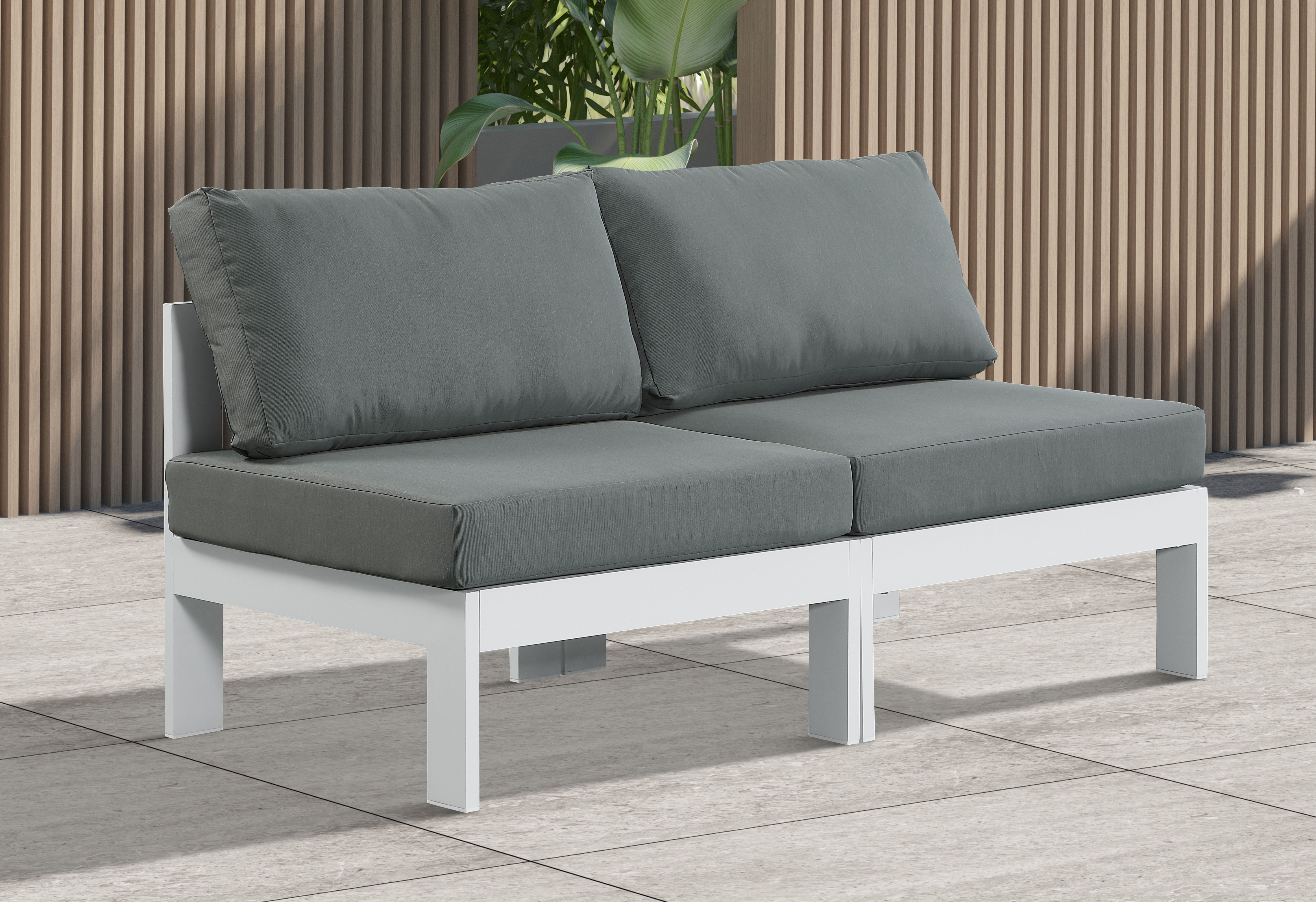 Nizuc - Outdoor Patio Modular Sofa - Grey - Fabric - Modern & Contemporary - Premium Sofas from Meridian Furniture - Just $1725! Shop now at brett interiors