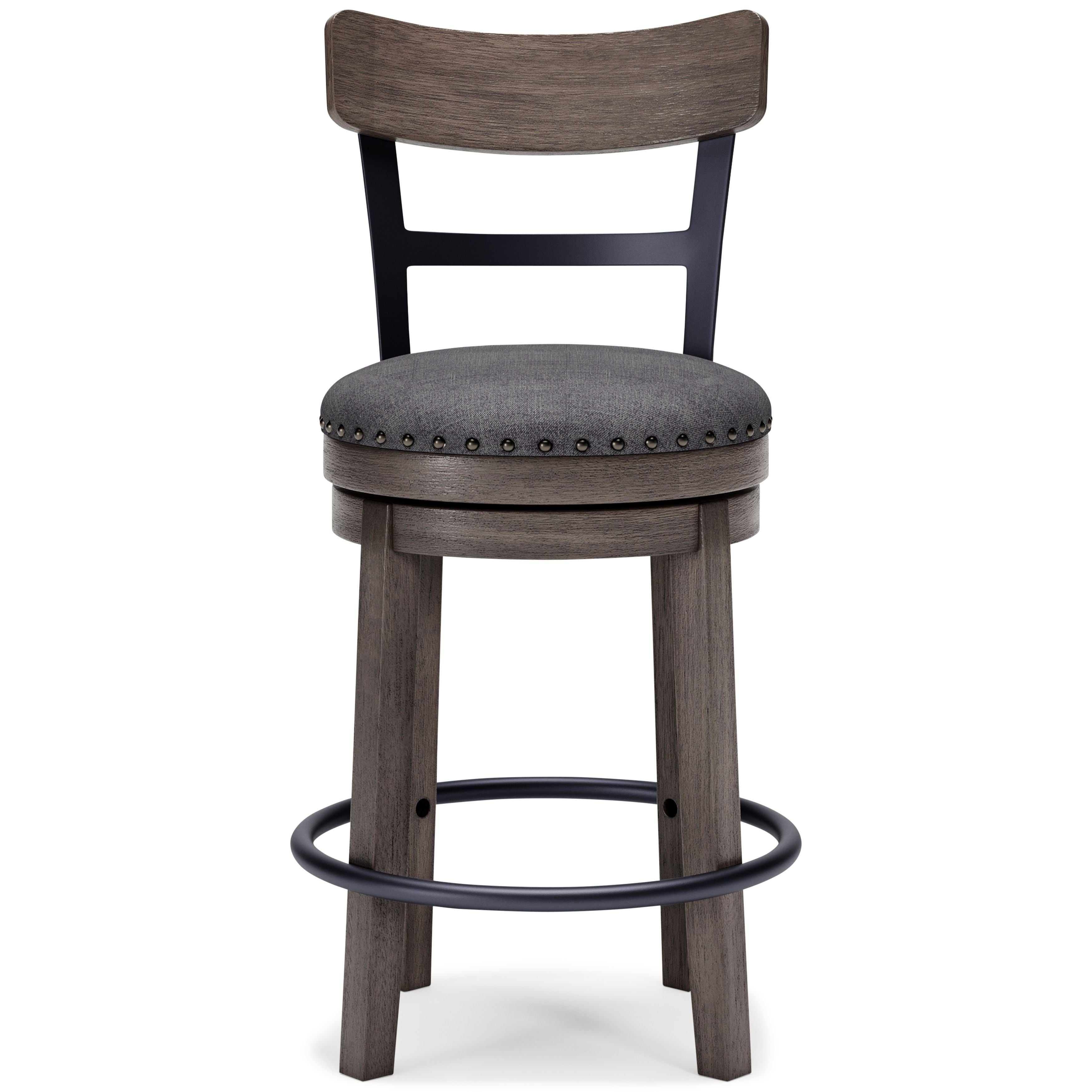 Caitbrook - Gray - Uph Swivel Barstool - Premium Counter Height (24"-27") from Signature Design by Ashley® - Just $236.78! Shop now at brett interiors