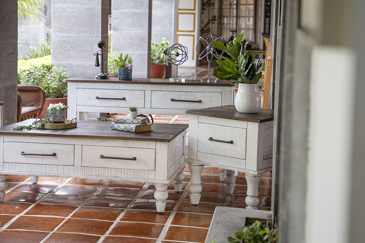 Rock Valley - End Table - White / Brown - Premium End Tables from International Furniture Direct - Just $497.50! Shop now at brett interiors