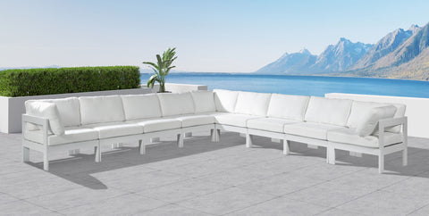 Nizuc - Outdoor Patio Modular Sectional 9 Piece - White - Fabric - Premium Stationary Sectionals from Meridian Furniture - Just $8062.50! Shop now at brett interiors