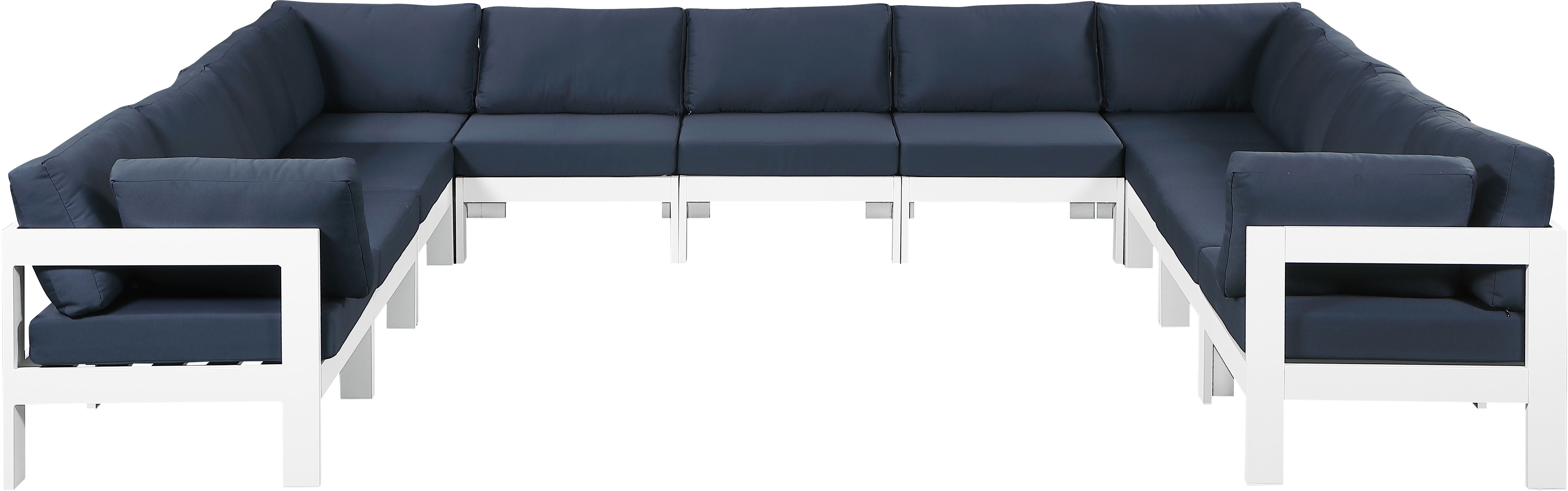 Nizuc - Outdoor Patio Modular Sectional 11 Piece - Navy - Premium Stationary Sectionals from Meridian Furniture - Just $9887.50! Shop now at brett interiors