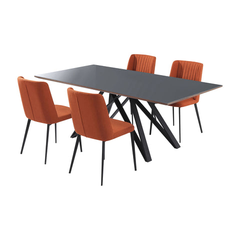 Urbino And Maine - Contemporary Glass 5 Piece Metal Dining Set - Gray - Premium 5 Piece Dining Room Sets from Armen Living - Just $2347.50! Shop now at brett interiors