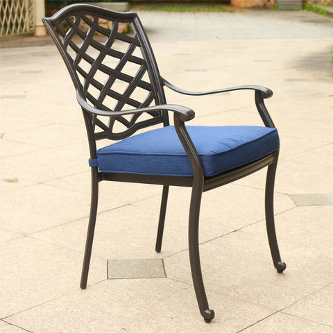 Outdoor Patio Aluminum Dining Arm Chair With Cushion (Set of 2) - Navy Blue - Premium Chair Sets from Gather Craft - Just $688! Shop now at brett interiors