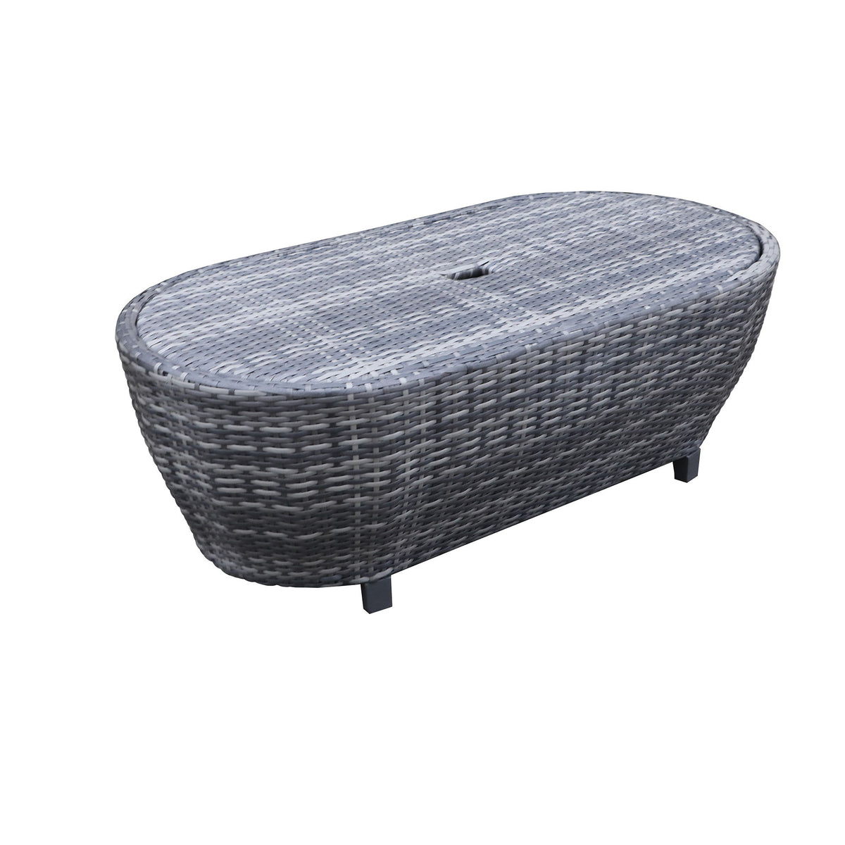 Modern Outdoor Wicker Oval Coffee Table With Storage - Black Tourmaline - Premium Coffee Tables from Gather Craft - Just $591! Shop now at brett interiors