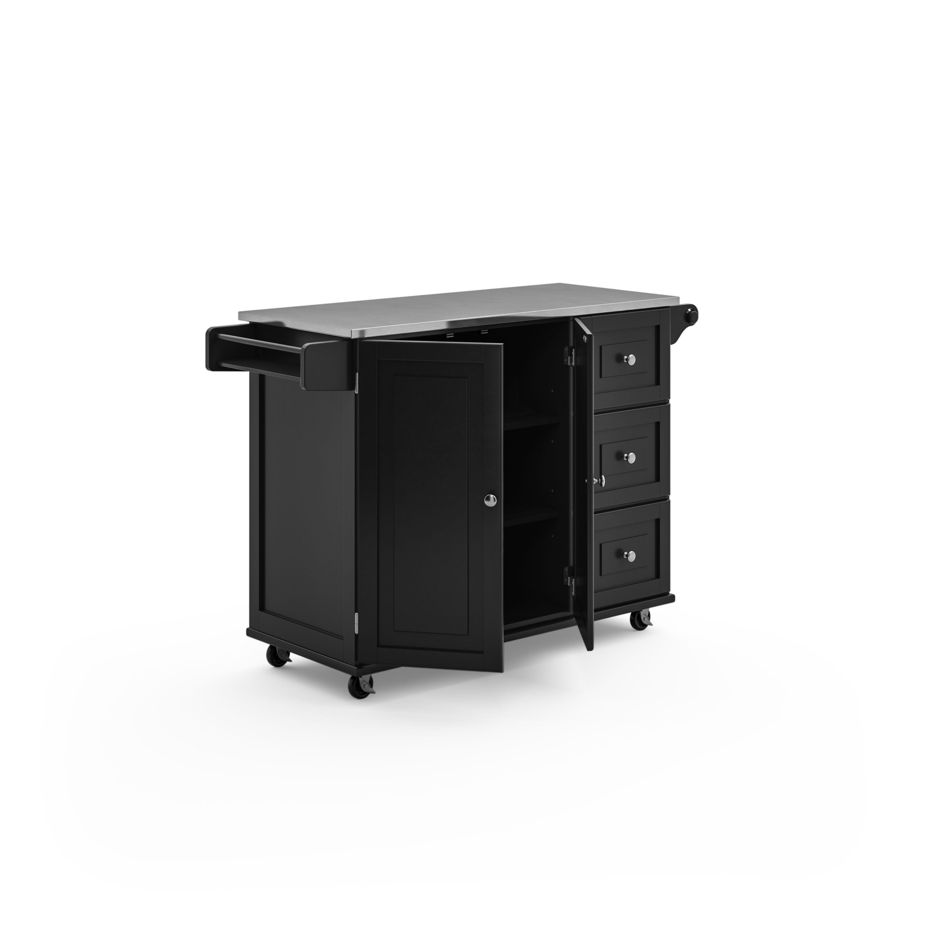 Blanche - Kitchen Cart With Stainless Steel Top - Black - 36" - Premium Islands & Carts from Homestyles - Just $1294.98! Shop now at brett interiors