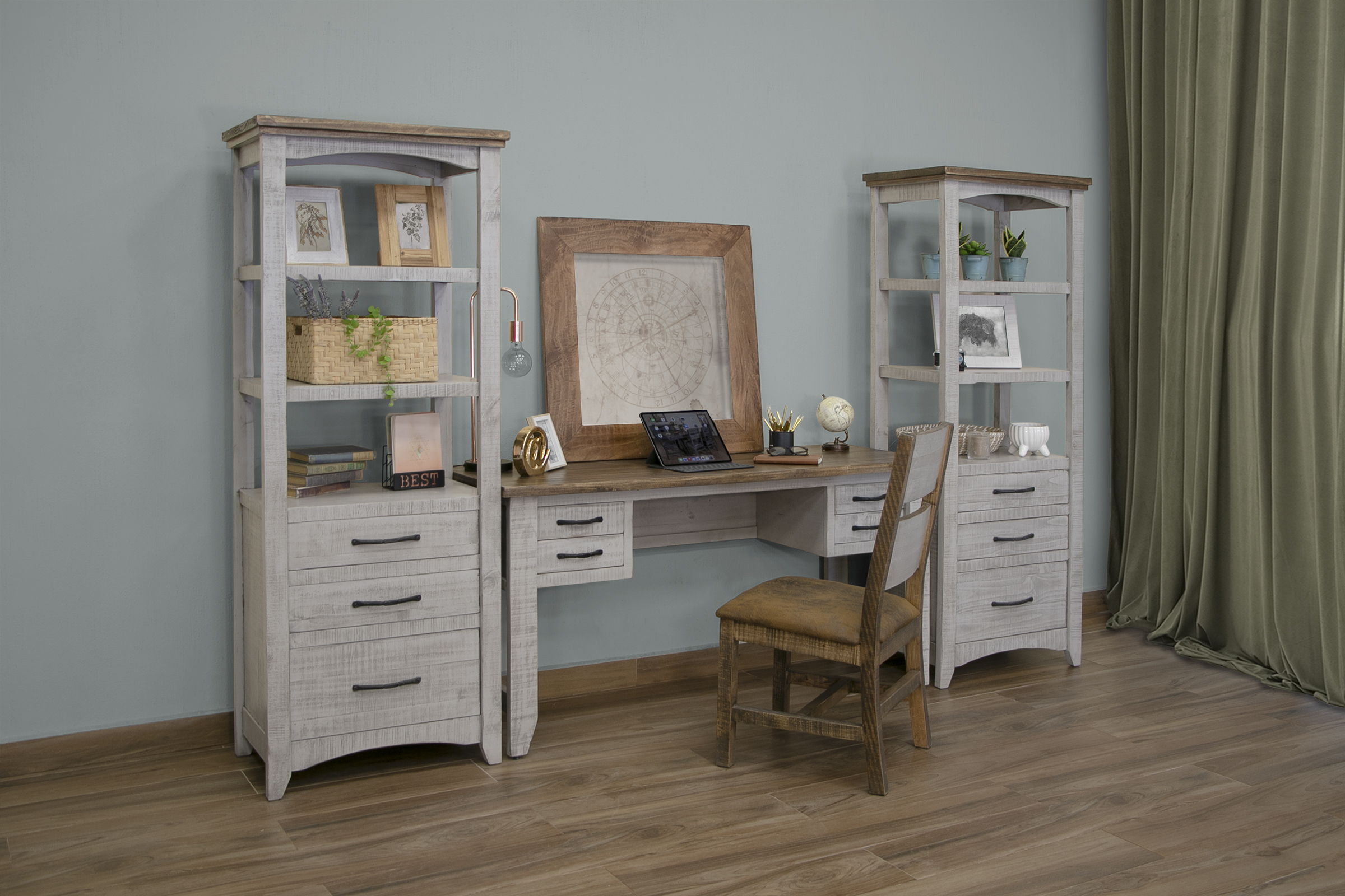 Pueblo Gray - Desk - Light Gray / Brown - Premium Writing Desks from International Furniture Direct - Just $807.50! Shop now at brett interiors