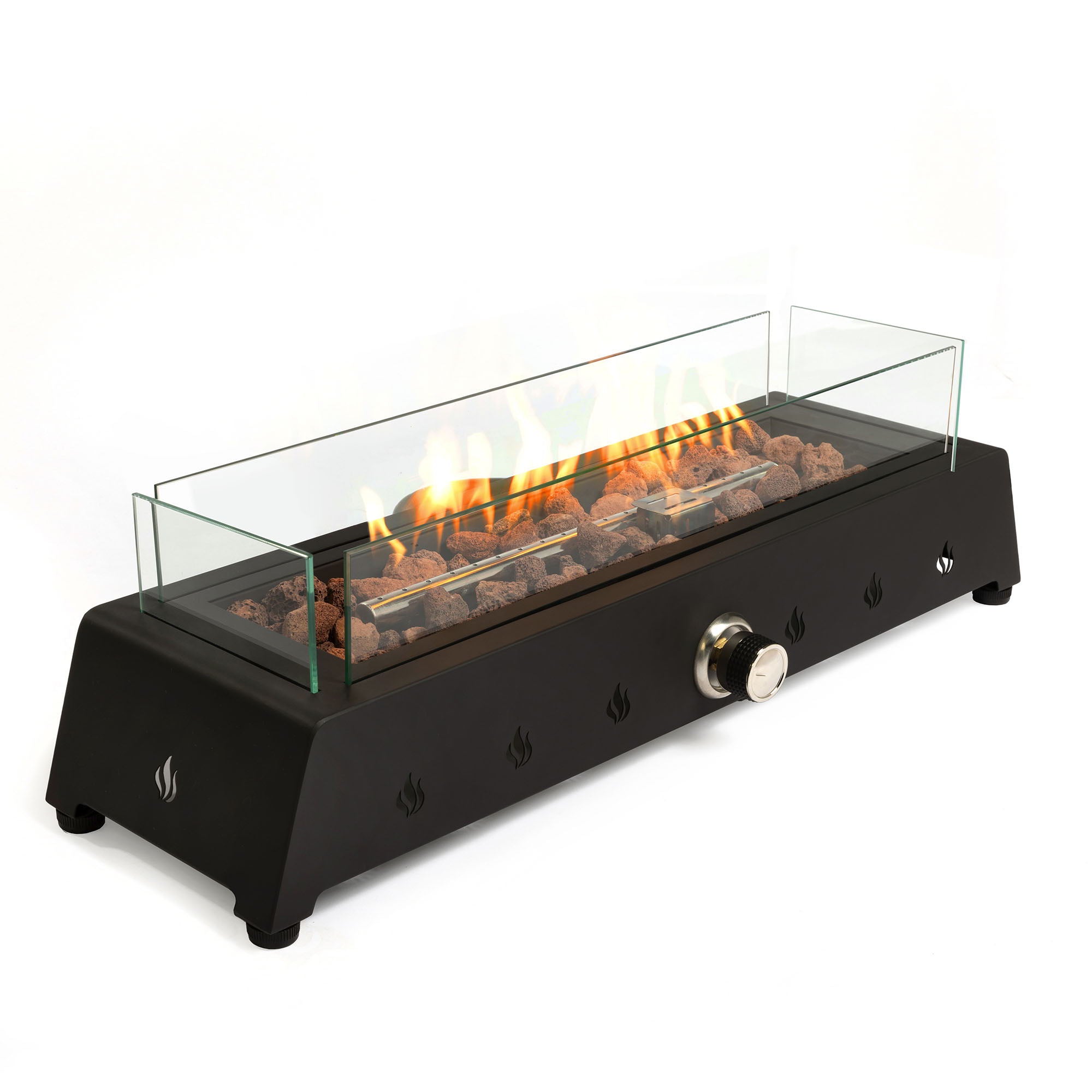 28" Tabletop Fire Pit, Propane Gas Fire Pit With Quick Connect Joint, Glass Wind Guard And Lava Rock, Outdoor Portable Tabletop Fire Pit - Black - Premium Fire Pits from AS Outdoor Heating - Just $164! Shop now at brett interiors