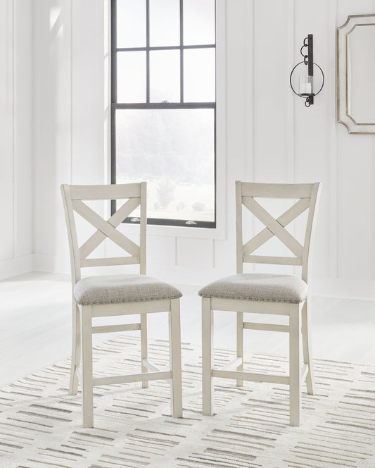 Robbinsdale - Antique White - Upholstered Barstool (Set of 2) - Premium Stool Sets from Signature Design by Ashley® - Just $329.20! Shop now at brett interiors