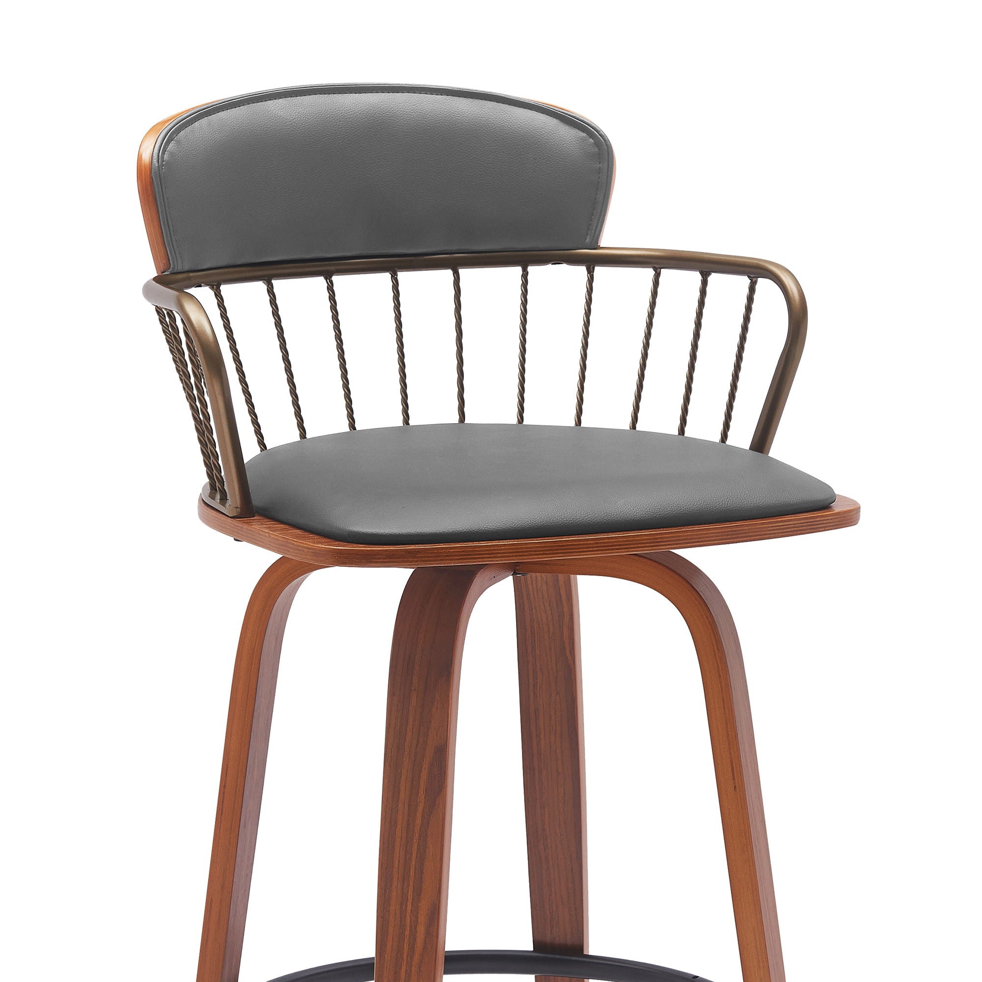 Willow - Swivel Walnut Wood Faux Leather Stool - Premium Counter Height (24"-27") from Armen Living - Just $255! Shop now at brett interiors