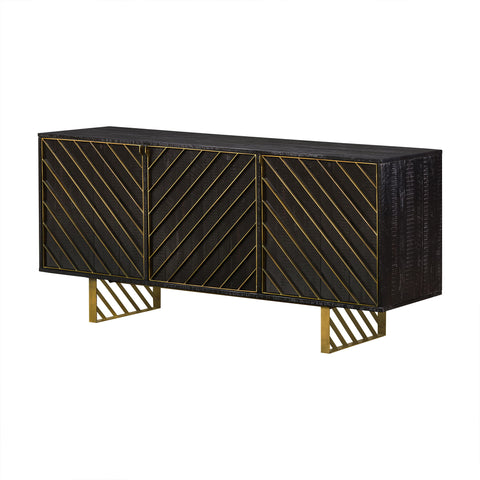 Monaco - Rectangular Sideboard With Antique Brass Accent - Black - Premium Sideboards from Armen Living - Just $1610! Shop now at brett interiors