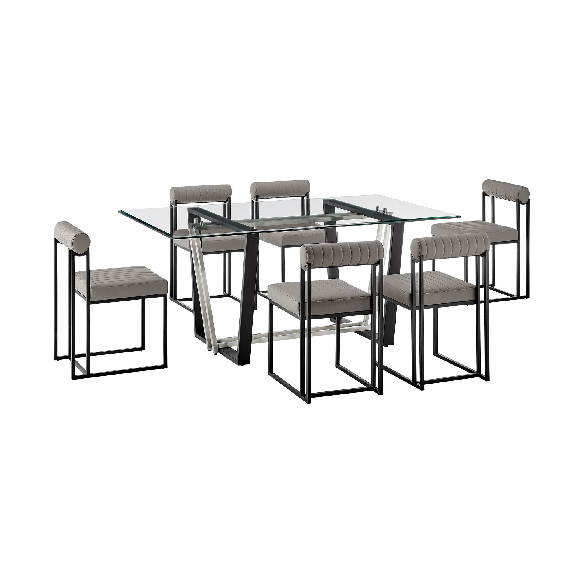 Kai Anastasia - Rectangular Glass Dining Table Set - Matte Black Base - Premium 5 Piece Dining Room Sets from Armen Living - Just $2815! Shop now at brett interiors