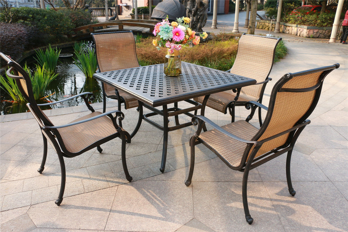 Square 4 Person 43.19" Long Aluminum Dining Set - Premium 5 Piece Outdoor Sets from Gather Craft - Just $2884! Shop now at brett interiors