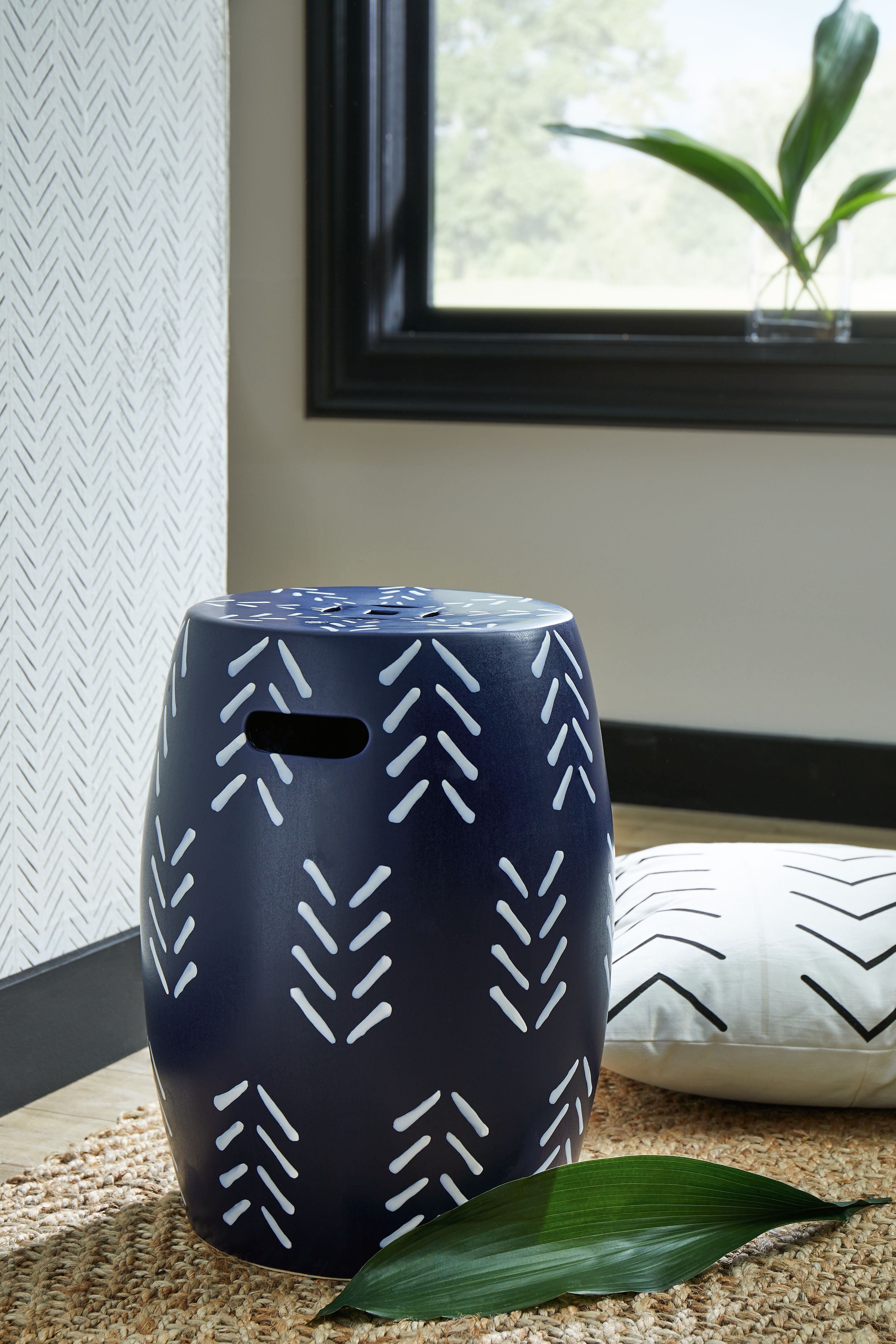 Genemore - Navy / White - Stool - Premium Accent Stools from Signature Design by Ashley® - Just $177.50! Shop now at brett interiors