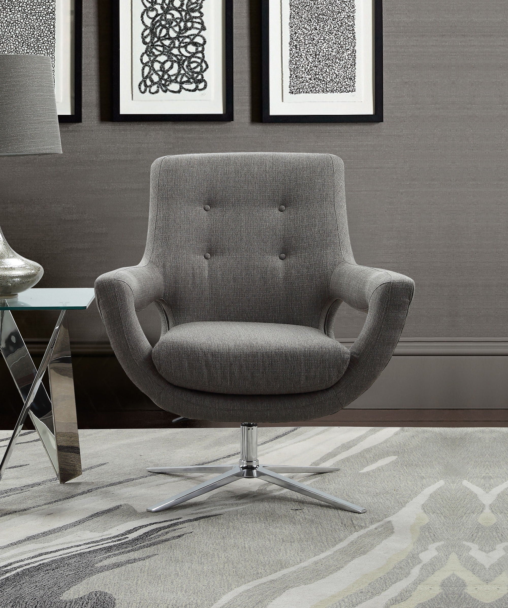 Quinn - Contemporary Adjustable Swivel Accent Chair - Premium Accent Chairs from Armen Living - Just $1067.50! Shop now at brett interiors