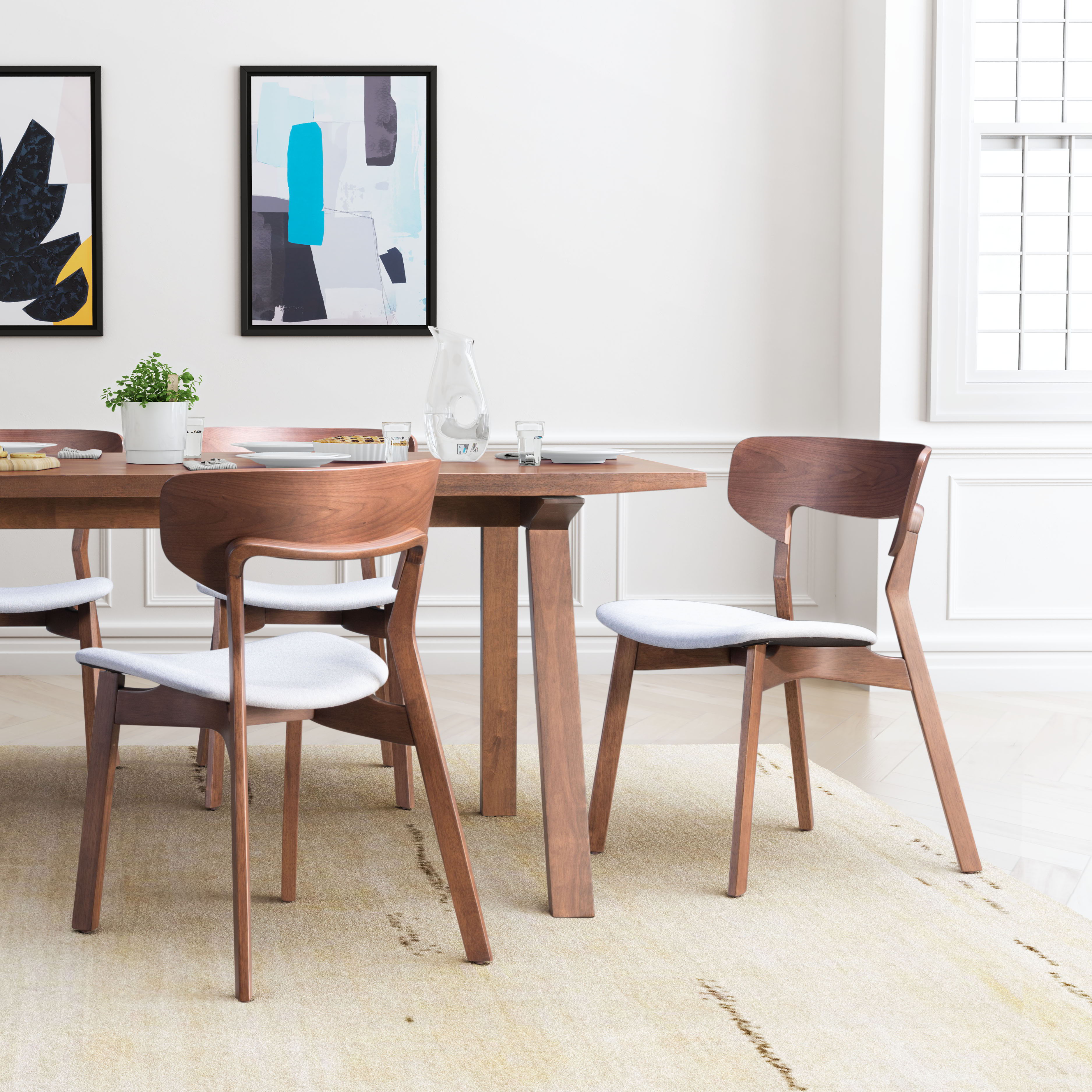 Russell - Dining Chair (Set of 2) - Walnut / Light Gray - Premium Chair Sets from Zuo Modern - Just $1600! Shop now at brett interiors