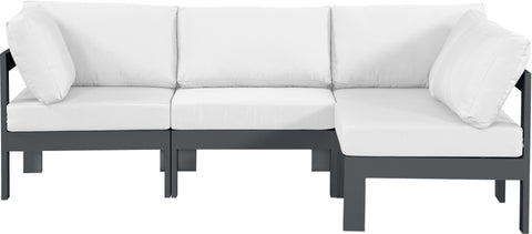 Nizuc - Outdoor Patio Modular Sectional - White - Fabric - Modern & Contemporary - Premium Stationary Sectionals from Meridian Furniture - Just $3650! Shop now at brett interiors