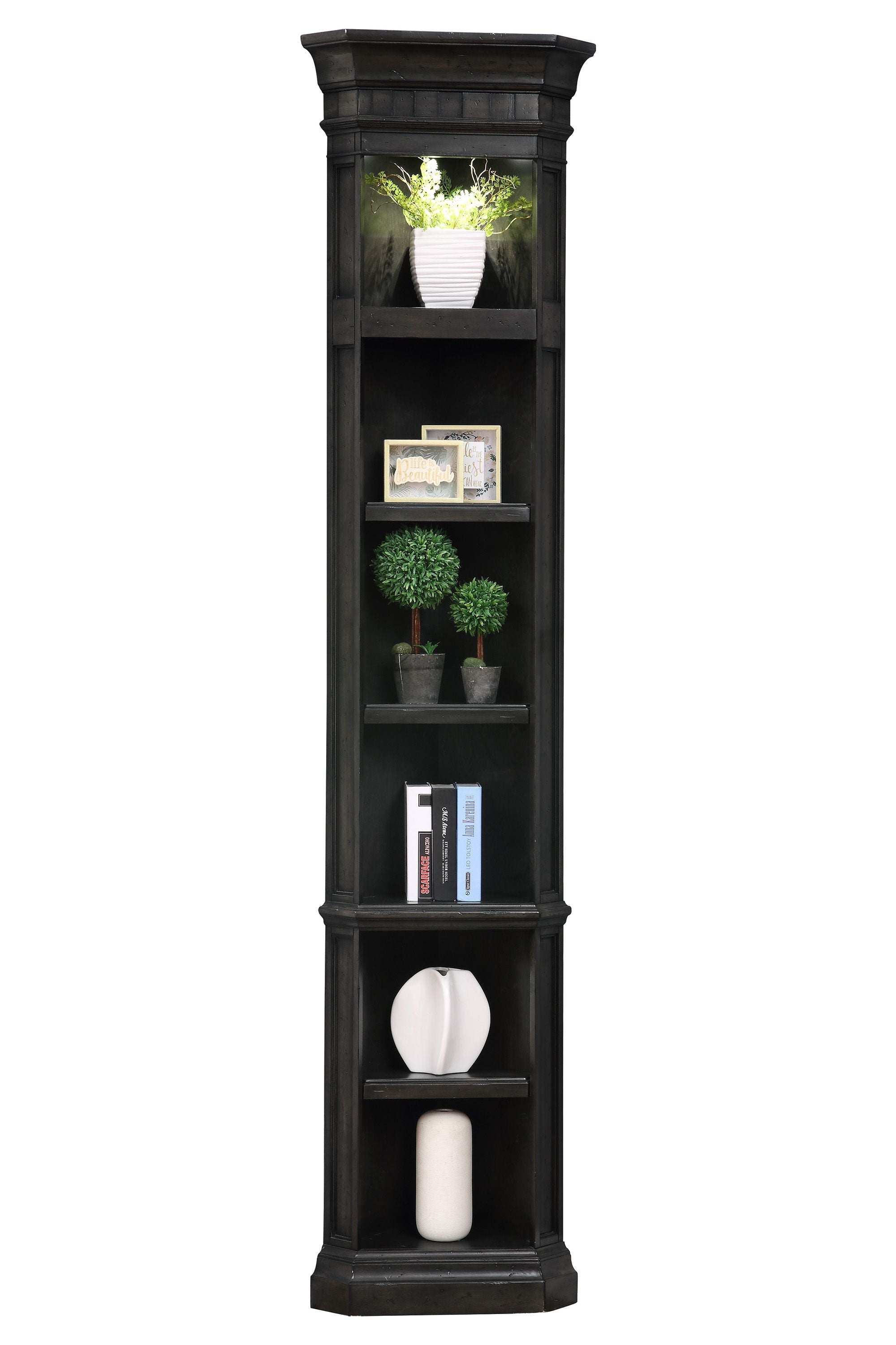 Washington Heights - Outside Corner Bookcase - Washed Charcoal - Premium Corner Bookcases from Parker House - Just $712.50! Shop now at brett interiors