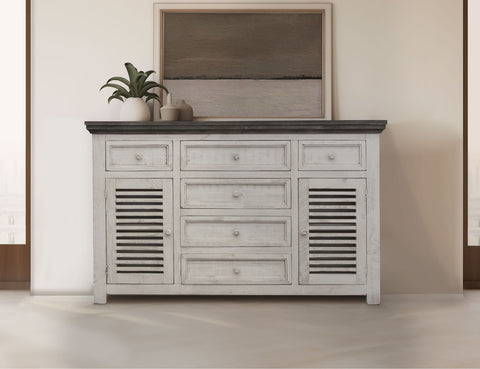 Stone - Buffet - Antiqued Ivory / Weathered Gray - Premium Buffets from International Furniture Direct - Just $1200! Shop now at brett interiors