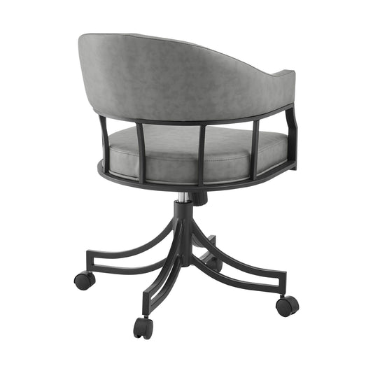 Tibet - Swivel Rolling Dining Chair - Matte Black / Vintage Gray - Premium Swivel Chairs from Armen Living - Just $422.50! Shop now at brett interiors