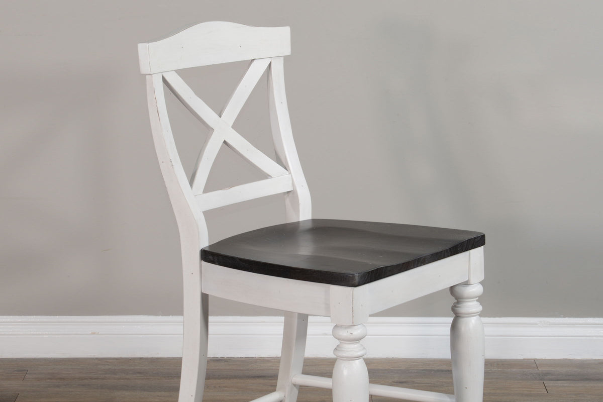 Carriage House - Crossback Barstool - White / Dark Brown - Premium Bar Height (28"-30") from Sunny Designs - Just $214! Shop now at brett interiors