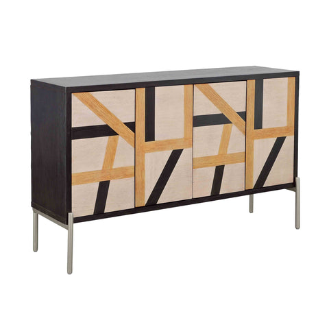 Sonia - Four Door Credenza - Black / Multicolor - Black / Multicolor - Premium Credenzas from Coast2Coast Home - Just $3465! Shop now at brett interiors