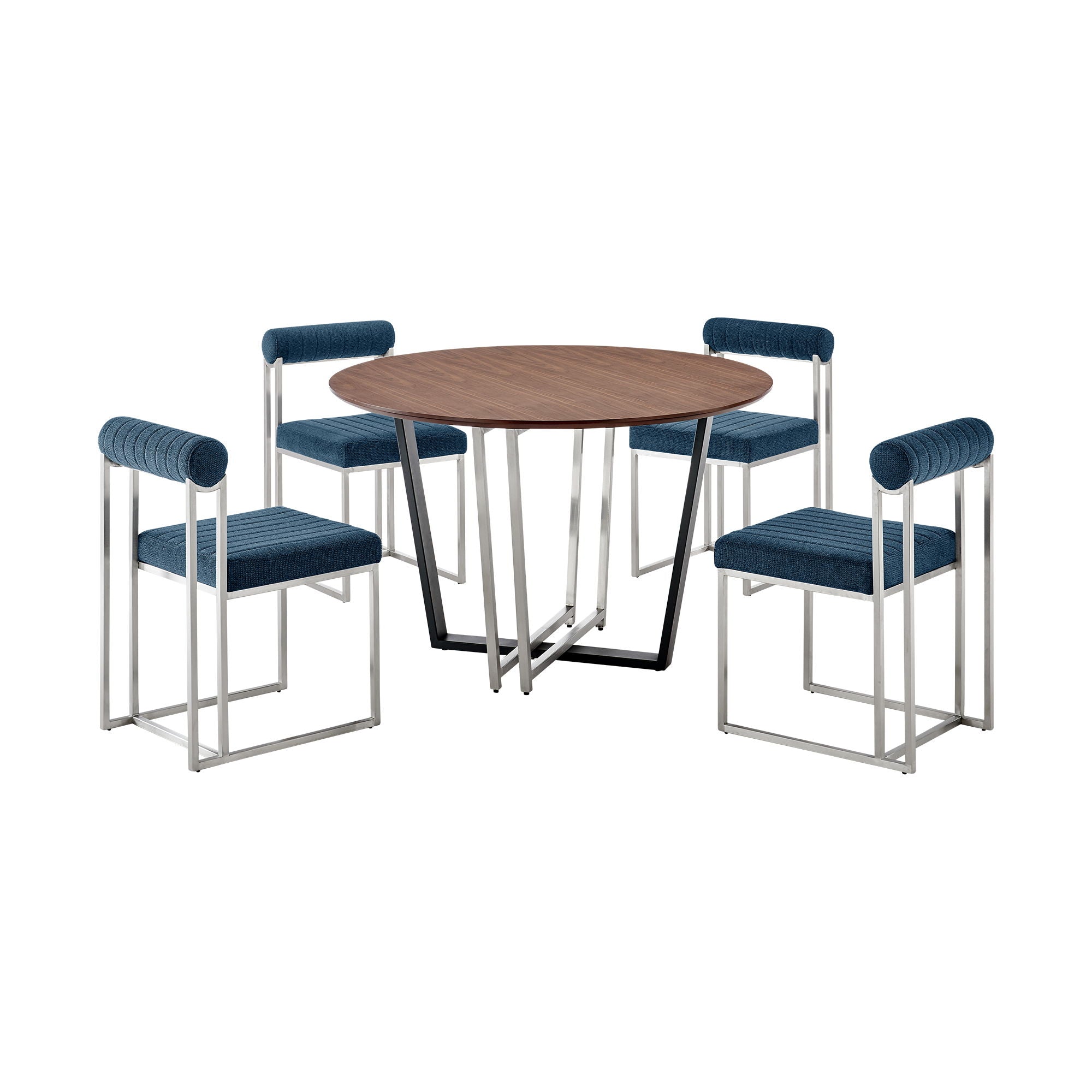 Joana Anastasia - Round Walnut Dining Table Set - Premium 5 Piece Dining Room Sets from Armen Living - Just $2805! Shop now at brett interiors