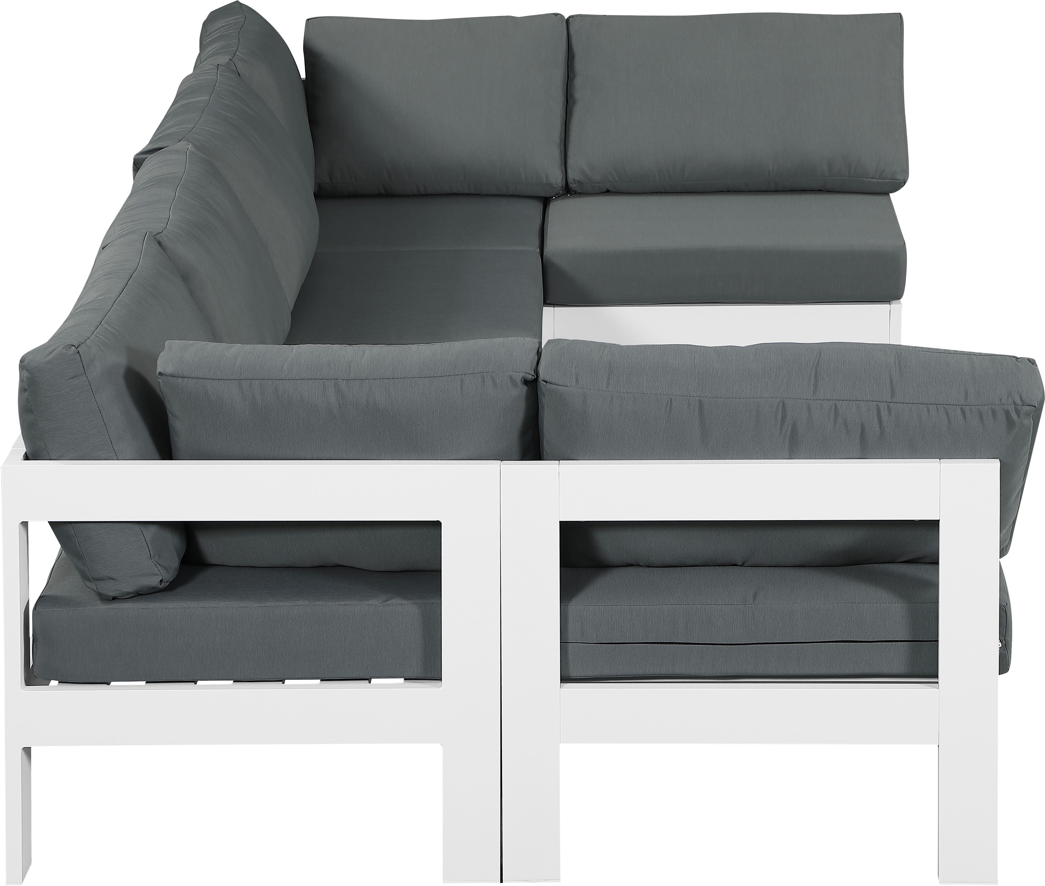 Nizuc - Outdoor Patio Modular Sectional 6 Piece - Grey - Fabric - Premium Stationary Sectionals from Meridian Furniture - Just $5375! Shop now at brett interiors