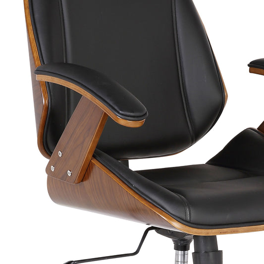 Century - Office Chair Veneer Back With Multifunctional Mechanism - Black / Walnut - Premium Desk Chairs from Armen Living - Just $390! Shop now at brett interiors