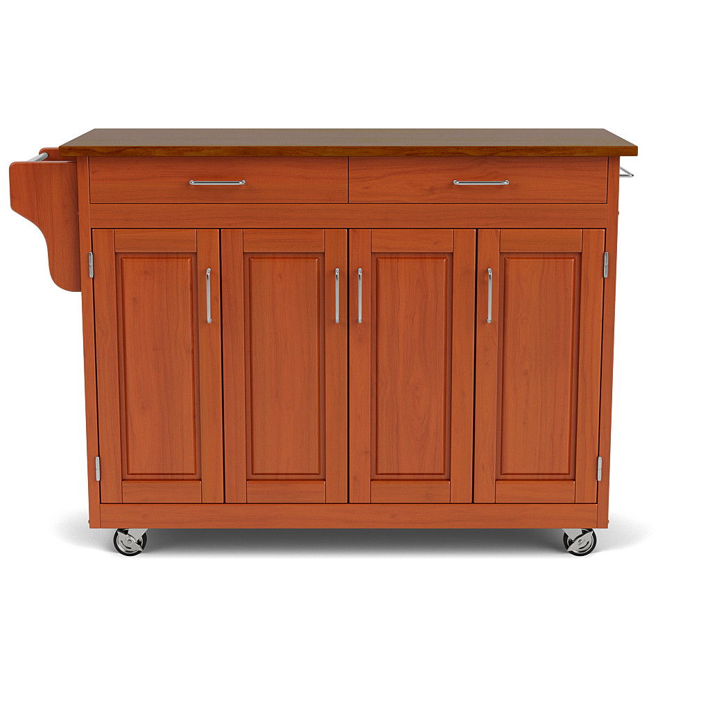 Create-A-Cart - 4 Doors Kitchen Cart - Cherry Wood Top - Premium Islands & Carts from Homestyles - Just $712.50! Shop now at brett interiors