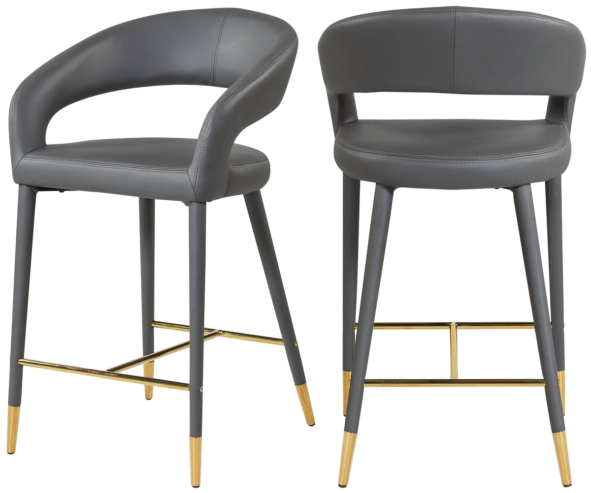 Destiny - Stool - Gray - Faux Leather - Premium Adjustable Height from Meridian Furniture - Just $525! Shop now at brett interiors