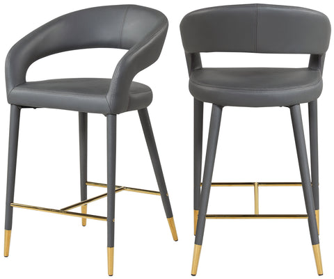 Destiny - Stool - Gray - Faux Leather - Premium Adjustable Height from Meridian Furniture - Just $525! Shop now at brett interiors