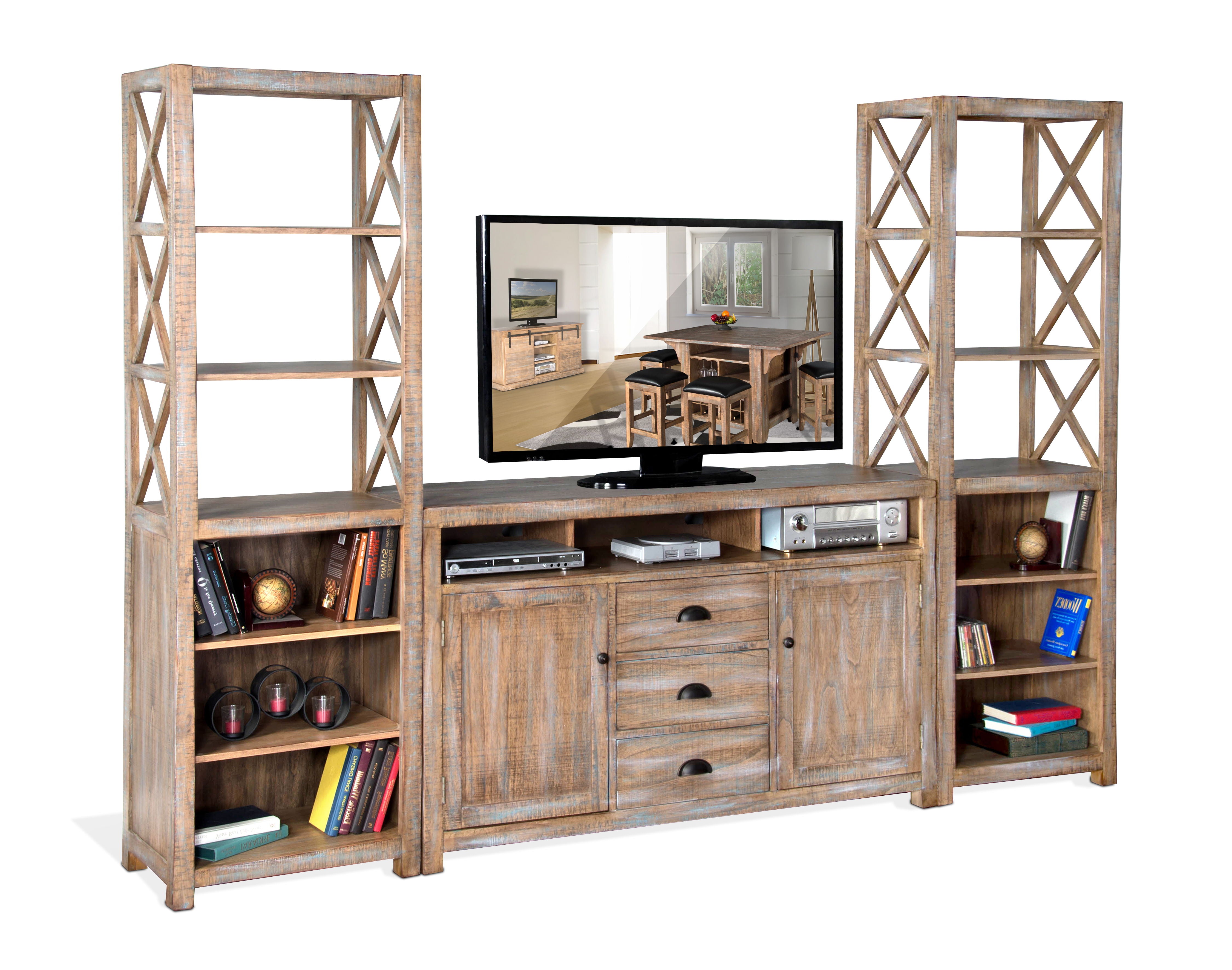 Durango - (S4) Entertainment Wall (66,B,2Xp) - Light Brown - Premium Entertainment Centers from Sunny Designs - Just $2195! Shop now at brett interiors