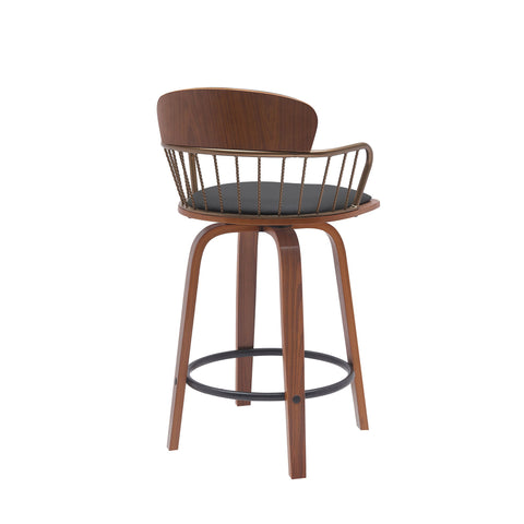 Willow - Swivel Walnut Wood Faux Leather Stool - Premium Counter Height (24"-27") from Armen Living - Just $255! Shop now at brett interiors