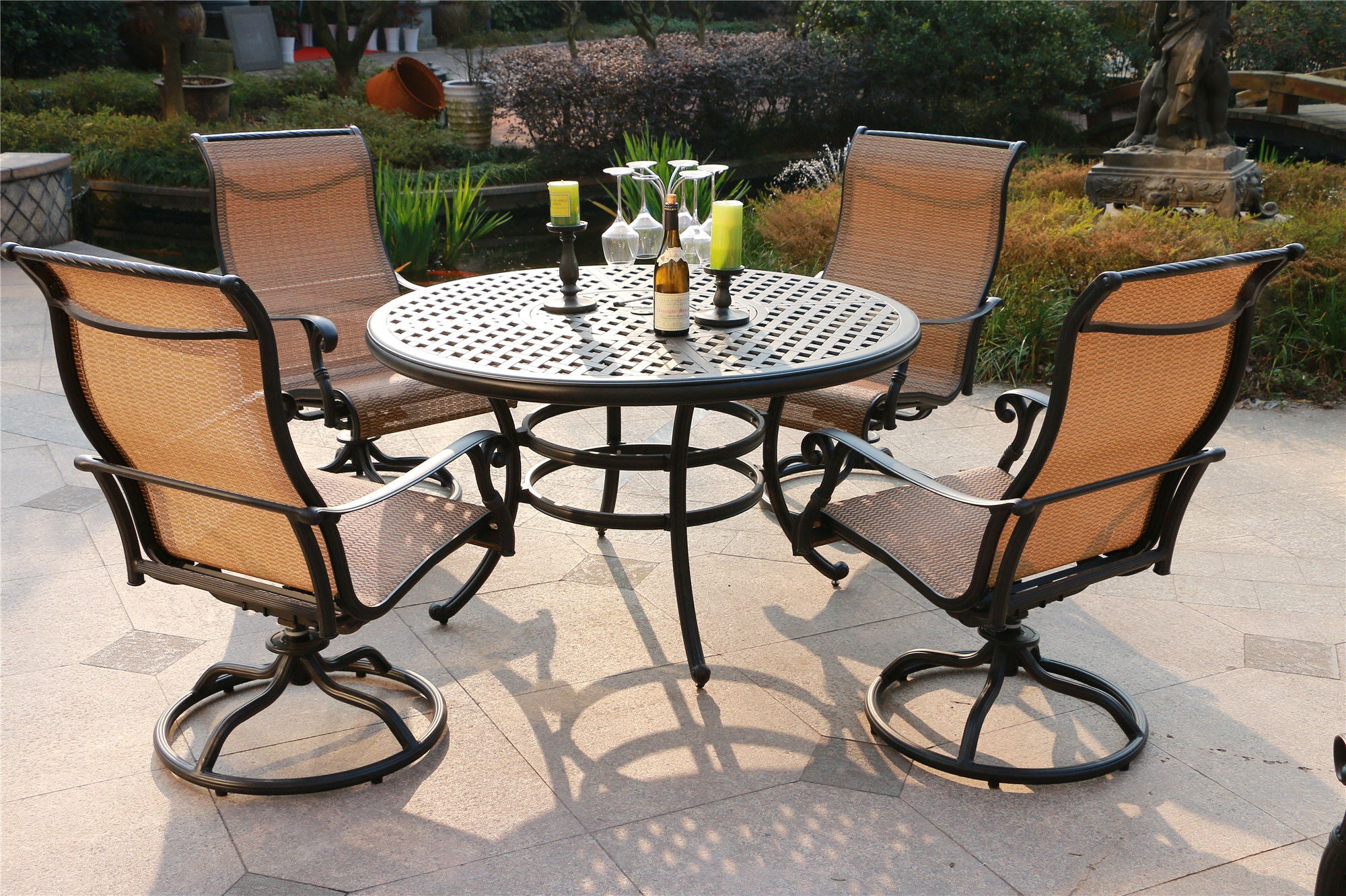 Round 51.9" Long Aluminum Dining Set - Premium 5 Piece Outdoor Sets from Gather Craft - Just $2910! Shop now at brett interiors