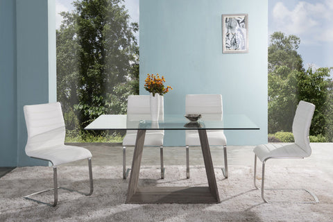 Bravo - Contemporary Dining Table Base With Clear Glass - Dark Sonoma - Premium Dining Tables from Armen Living - Just $1165! Shop now at brett interiors